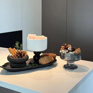 肉桂生财香薰磨砂托盘高级感玄关桌面水晶摆件无火香薰室内留香