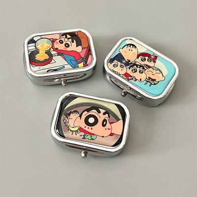 蜡笔小新药盒便携式分装随身携带可爱迷你家用首饰盒卡通糖果盒