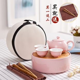 户外车载旅游旅行陶瓷o功夫茶具整套家用茶杯茶壶茶盘迷你便携带
