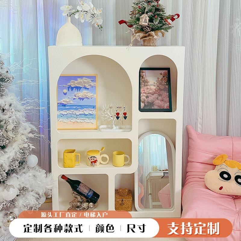 法式ns风奶油k风玄关收纳洞穴柜储物柜展示装饰柜置物架