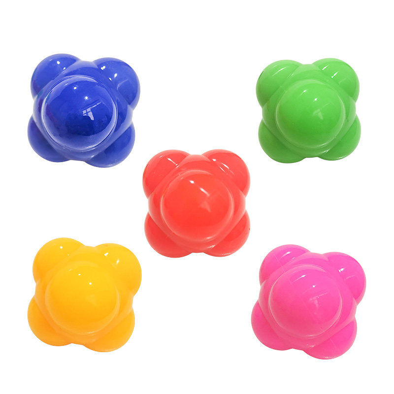 反应球六角敏捷变向球儿童速度羽毛球乒乓球训练器规则弹力球