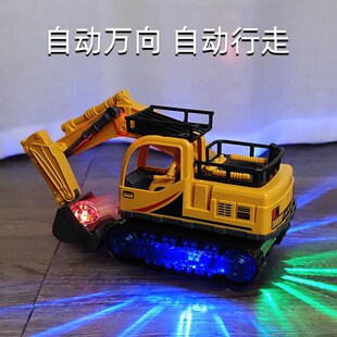 儿童电动挖掘男孩闪灯光音乐车小汽车万向工程车挖土