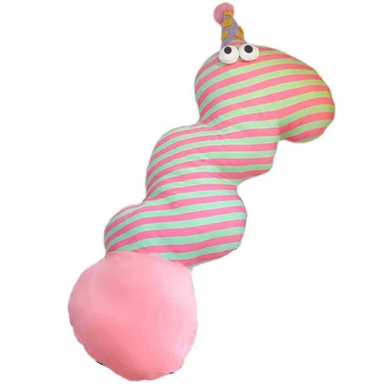 多巴胺条纹可爱小怪兽抱枕女生睡觉夹腿侧睡床头靠垫床上长条枕头