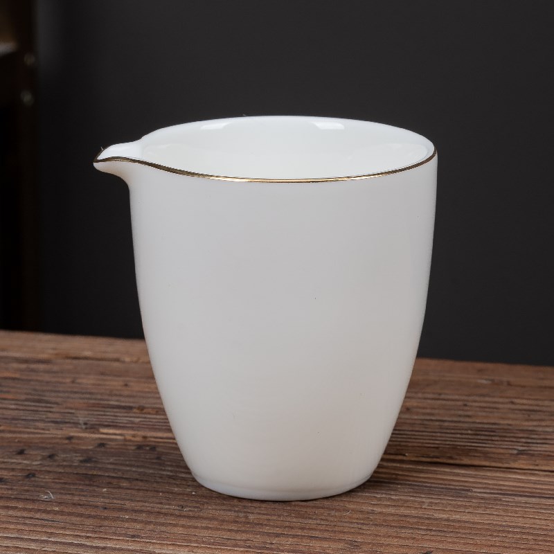 羊脂玉白瓷公道杯茶漏一体家用陶瓷单个小茶海过分茶器茶具