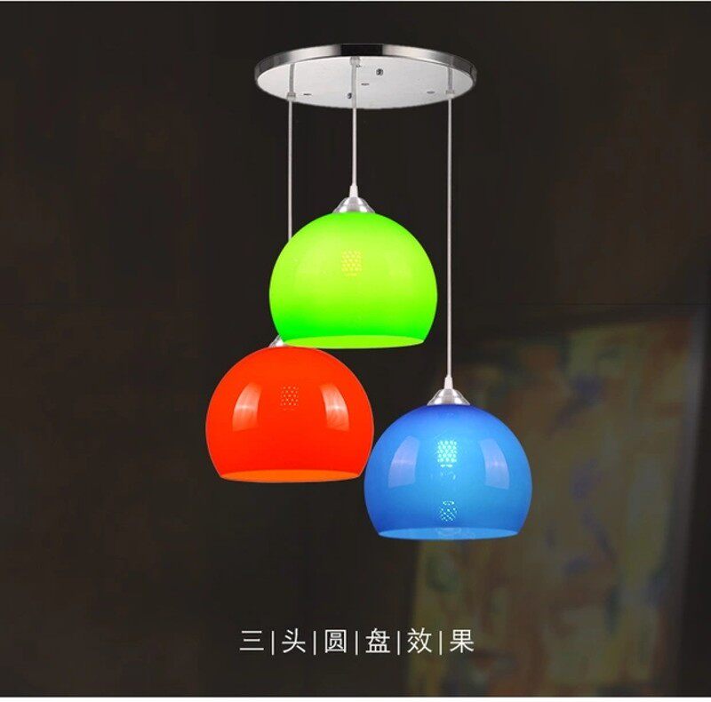 彩色吊灯 创意单头吧台 水果超市网吧三头饭厅灯具