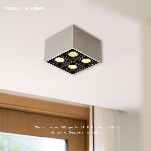 现代包豪斯斗胆灯客厅卧室护眼全光谱防眩明装中古盒子格栅灯