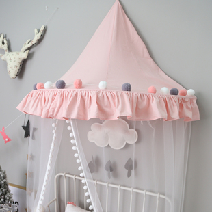 儿童帐篷粉色公女孩室内帐篷宝宝游戏屋装饰床头挂帐半月读书角