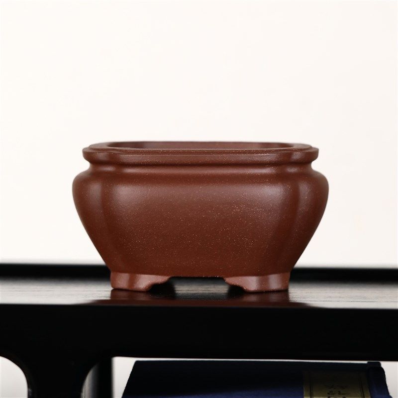 紫砂花盆四方抽角束口正方形精品盆景盆冯长根名家盆精工觅陶乡