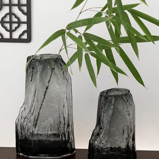 创意手工玻璃花瓶客厅家用摆件水养插花瓶干鲜花家用假山花瓶 欧式