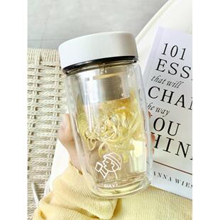 高端女性双层玻璃新中国风Normcore风格茶水分离办公隔热咖啡杯