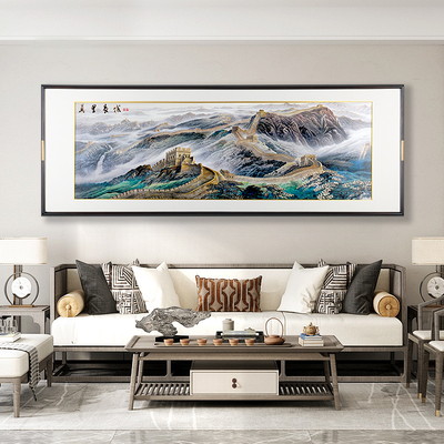 客厅沙发背景墙装饰画q万里长城铜雕画办公室靠山图山水画国画