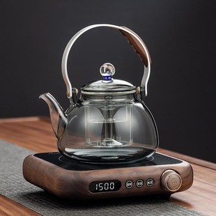 胡桃木电陶炉煮茶p壶家用围炉煮茶器玻璃烧水泡茶养生壶煮茶 新款