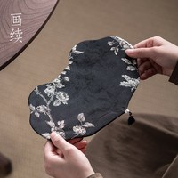 畫續(xù)織錦棉麻刺繡白梅布藝茶x席干泡桌旗桌布茶臺(tái)隔熱防燙墊子中