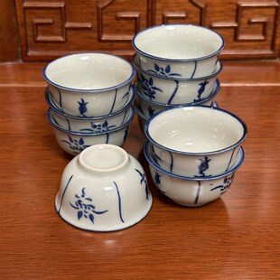 加厚葵斗功夫茶具茶杯子家用杯G复古怀旧经典 10个装 小杯手绘杯中