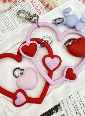 新款双重爱心腕带钥匙圈扣手机壳配件挂饰女生时尚通用手机链