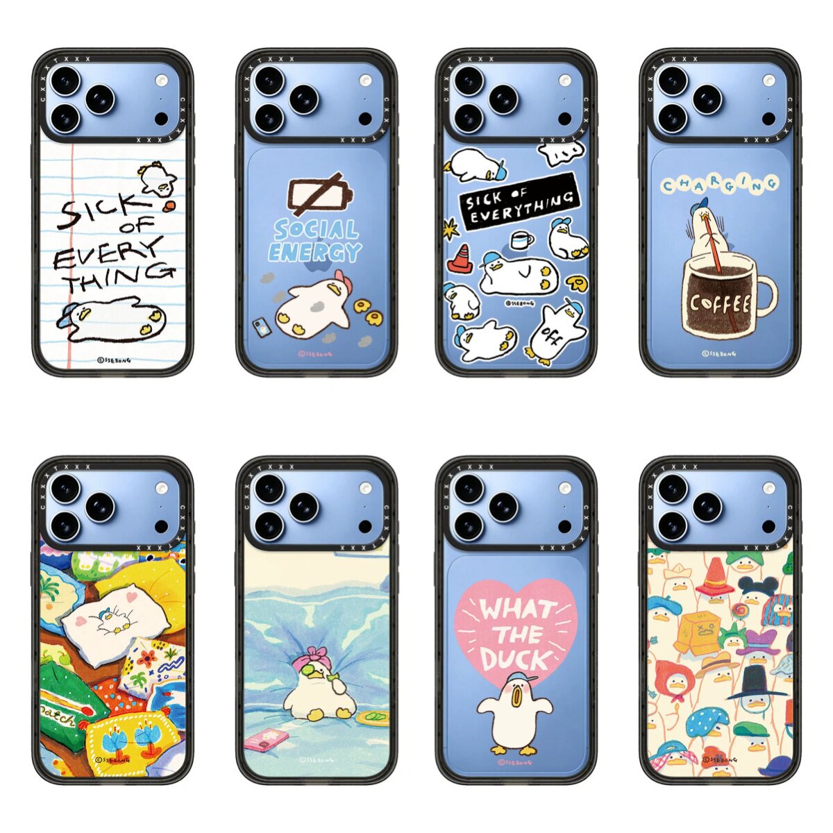 SSEBONG躺平小鸭冰川蓝色适用于苹果iPhone18/17ProMax少女心卡通16磁吸手机壳15pm防摔14/13pm保护套MagSafe