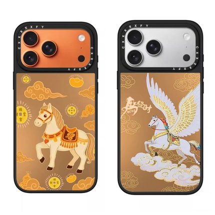 富贵招财祥云马苹果17Promax手机壳适用于iPhone16Pro马年大吉15ProMax明星同款14/13创意12防摔保护套女款