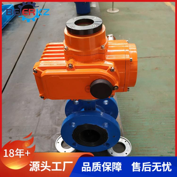 贝尔BR-10精小型智能阀门电动装置DN100软密封法兰蝶阀