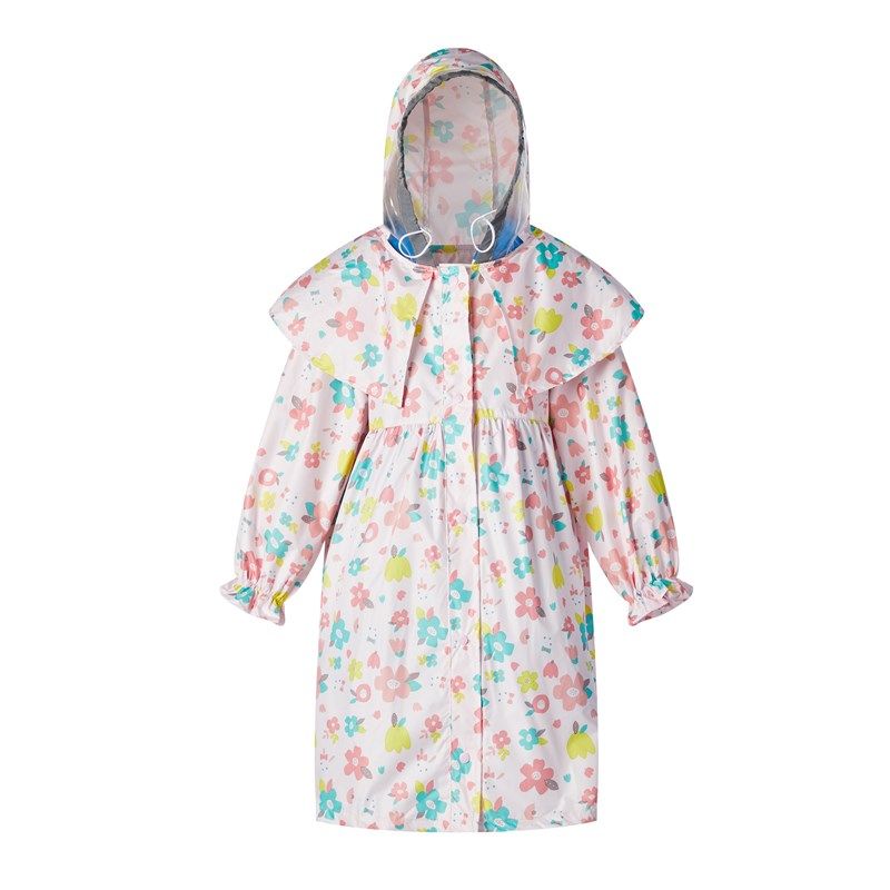儿童女孩中长款全身防水带书包位学生女孩雨衣雨披朵出口款,居家日用,雨披/雨衣,淘宝优惠券,粉丝福利购,淘宝优惠卷