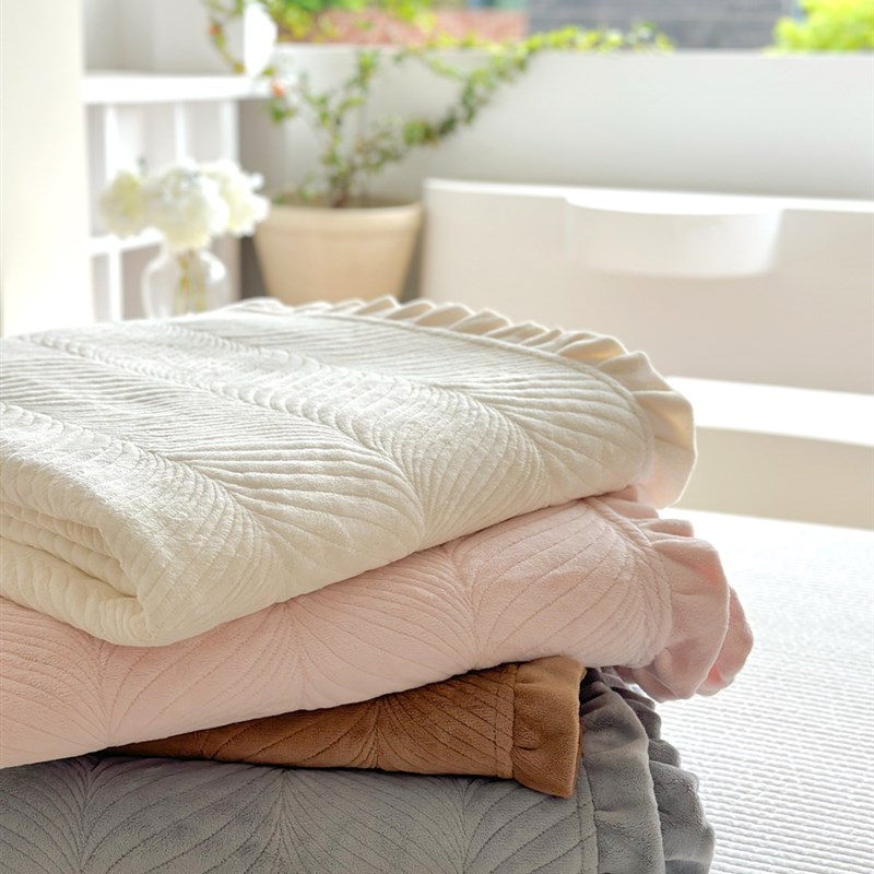 韩国绗缝夹棉床单三件床盖单件加厚加绒韩式秋冬保暖花边