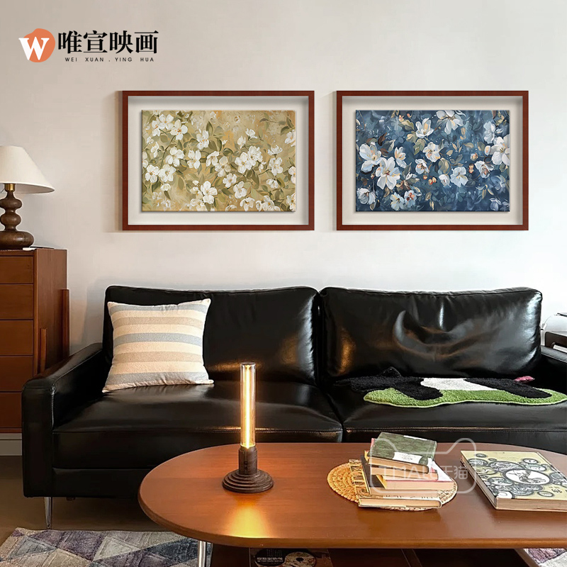 法式中古风客厅玄关装饰画植物花卉立体南法风餐厅卧室斗柜桌摆画图片