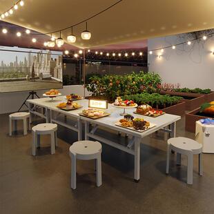 户外便携摆摊桌子不锈钢折叠小方桌火锅烧烤专用桌家用正方形餐桌