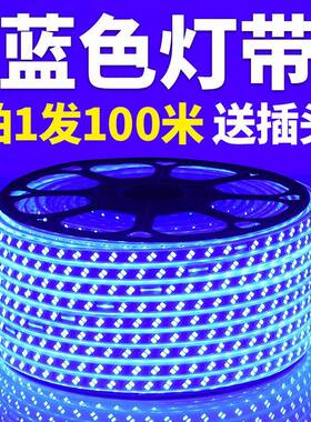 220V蓝色灯条超高亮天花吊顶KTV招牌灯箱装饰长条灯蓝光LED灯带