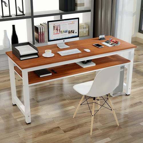 双层长条桌简约现代办公桌双层电脑桌家用靠墙窄桌子长方形书法桌