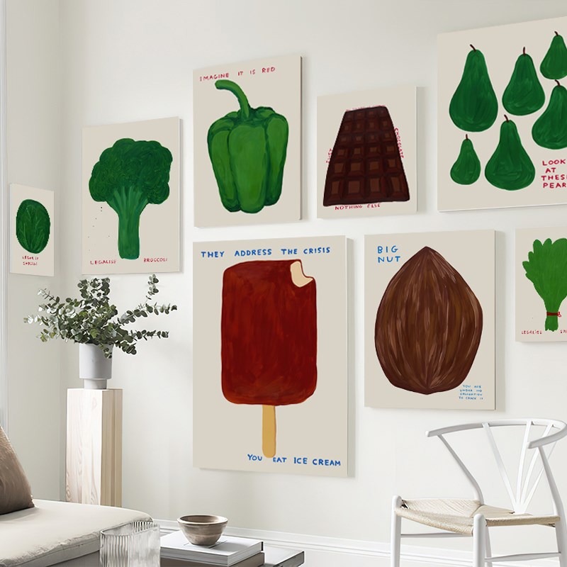 多巴胺瓜果蔬菜餐厅厨房装饰无框画艺术可爱帆布画油画布绷布画