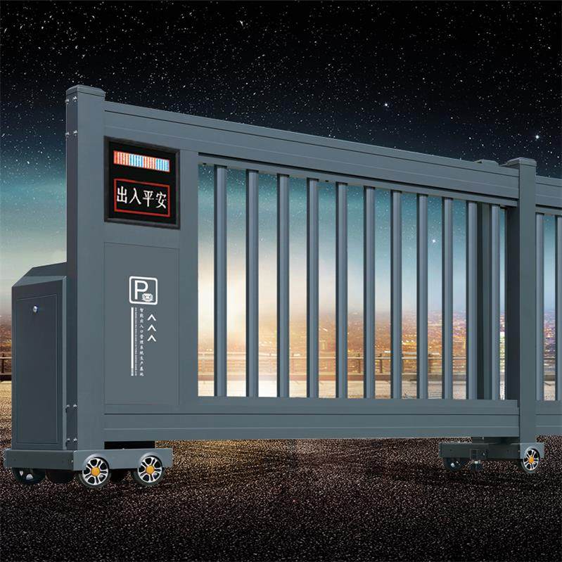 铝合金段滑门平移分段直线自动折叠学校通道悬浮工业电动伸缩大门