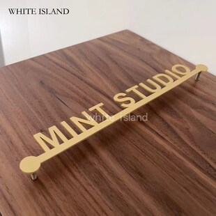 实木门牌定制胡桃木悬浮字招牌字公司挂牌黄铜包间门牌订制