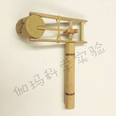 创意手摇拨浪鼓手摇灯鼓旋转鼓声学益智教男孩女孩竹制环保