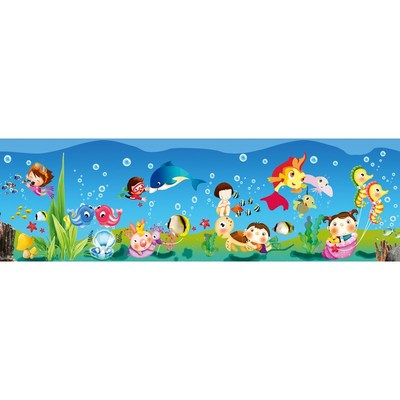 3D立体海底世界自粘墙贴幼儿园卧室儿童房游泳馆主题海洋壁画贴纸