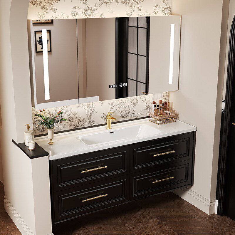 法式复古浴室柜陶瓷一体盆洗漱台中古风橡木洗脸洗手盆