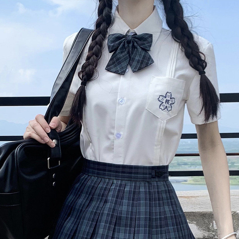 正版原创衬衫女夏款jk短