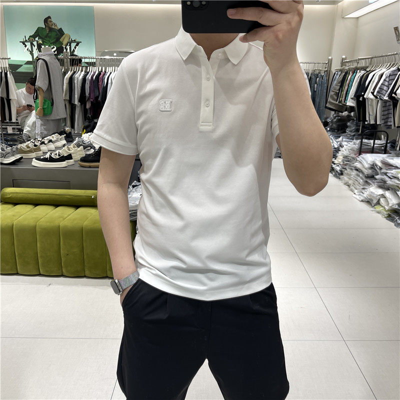 冰感韩版修身短袖Polo衫男2025夏季新款时尚潮流纯色商务翻领体恤