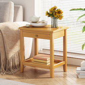 沙发边几小茶几客厅夹缝边角几带抽小户型小方桌卧室床头桌子竹木