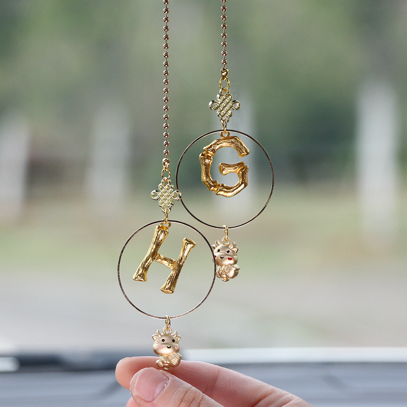 定制字母diy汽车挂件车载挂饰品车内后视镜装饰吊坠车挂出入平安