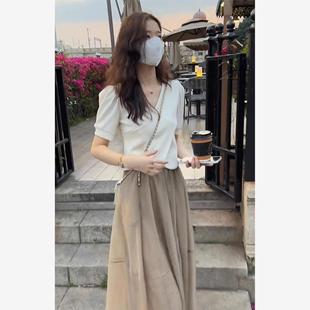 气质名媛小香风轻奢赫本风连衣裙御姐腰裙套装 高级感2025新款 女夏