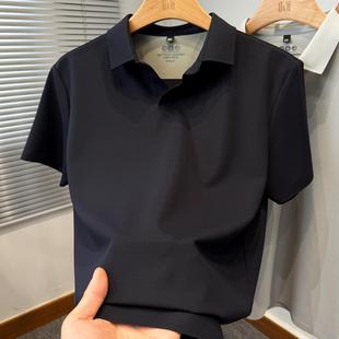 海鸥领冰丝短袖 t恤男宽松运动休闲纯色百搭polo衫 男夏季 2025新款