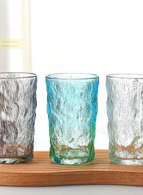 高45728杯款炫彩玻璃冰川ins风约咖简啡杯家用轻奢透明啤杯酒大容