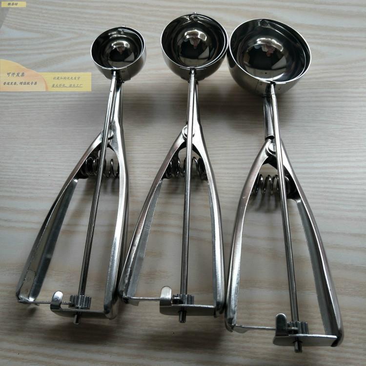 30锈4雪3001不钢冰淇淋勺子可弹式用商水果西瓜糕冰激凌挖球神器