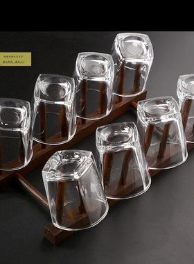 胡桃木木杯架茶新款功夫茶具沥架水收纳中式晾实杯17914架高档茶