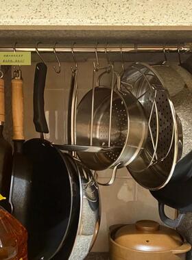 厨房锅板具收纳壁挂式不锈钢勺挂17774杆挂钩厨具砧置物架架子铲