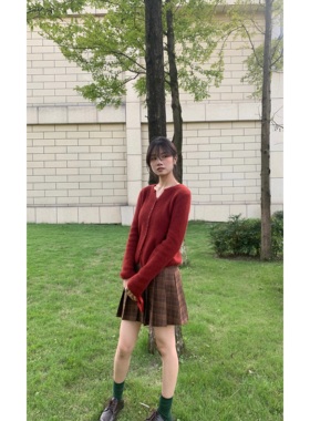 HiiThere韩系浣熊绒小V领全羊毛软糯针织打底显白百搭ins毛衣开衫