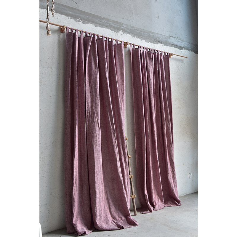 本原镇店新款 色织提花工艺百分百纯亚麻窗帘定制 浮世绘雕版风格