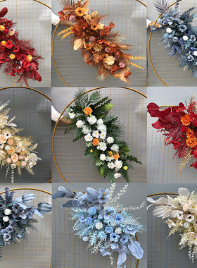 婚礼背景花排 仿真花婚庆挂花T台装饰路引花红色场景布置地排花球