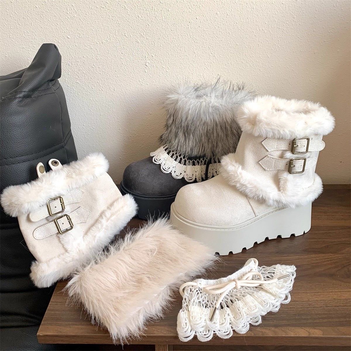 三穿可拆卸加绒保暖雪地靴女