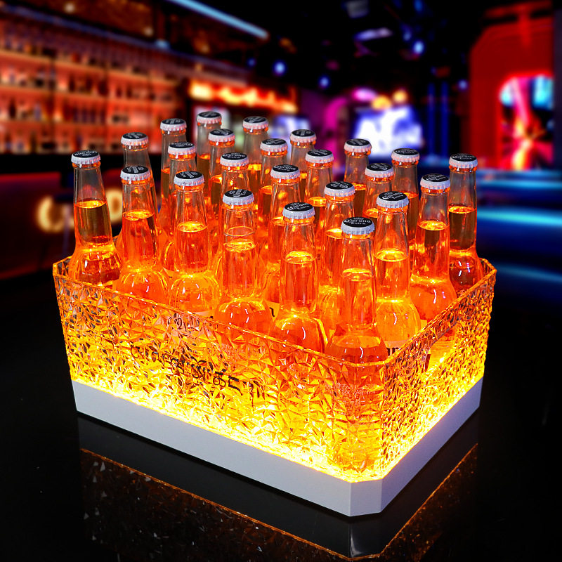 酒吧24支发光冰桶LED冰纹啤酒桶PC塑料香槟桶夜店KTV派对创意冰桶