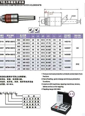 莫氏扭力伸缩攻牙本体MT2-G0312(攻牙范围国标M3-M16日标M3-M12)